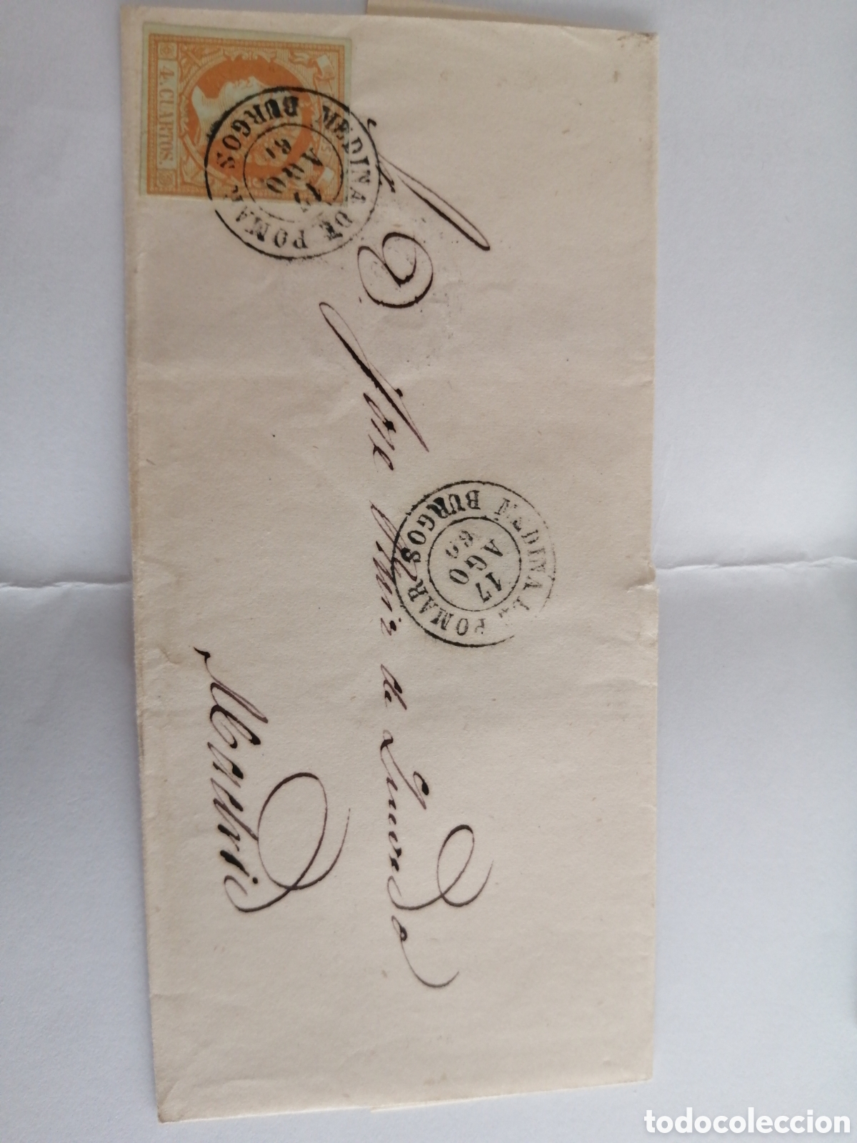 Sellos: 2 CARTAS 4 CUARTOS ISABEL II - Foto 2
