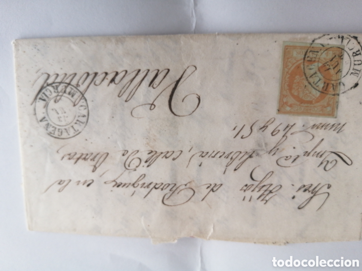 Sellos: 2 CARTAS 4 CUARTOS ISABEL II - Foto 1