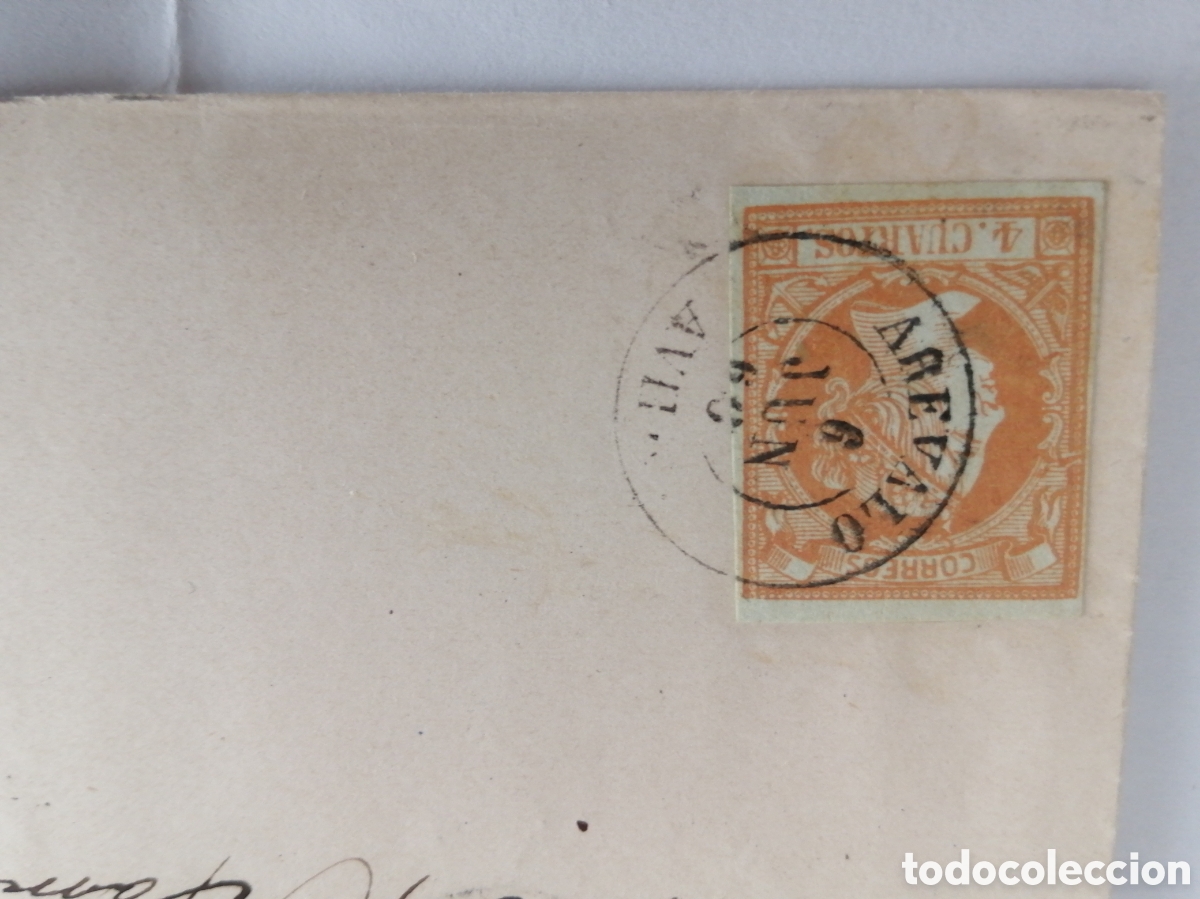 Sellos: 2 CARTAS 4 CUARTOS ISABEL II - Foto 2