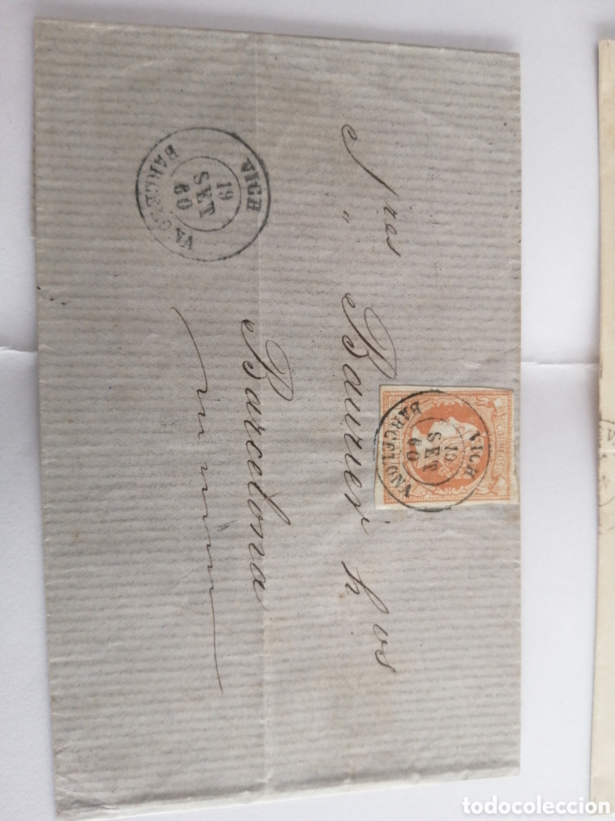 Sellos: 2 CARTAS 4 CUARTOS ISABEL II - Foto 3