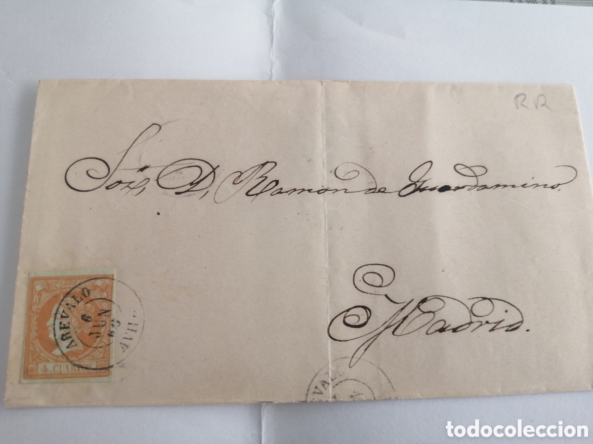 Sellos: 2 CARTAS 4 CUARTOS ISABEL II - Foto 1