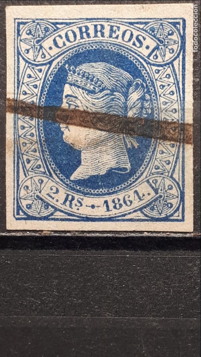 Sellos: ESPA&Ntilde;A. 1864. (*)/*. EDIFIL 68. BARRADO. - Foto 1