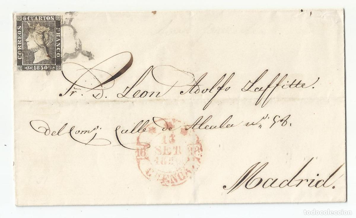 Sellos: envuelta circulada 1850 DE cuenca A MADRID EDIFIL 1 A - Foto 1