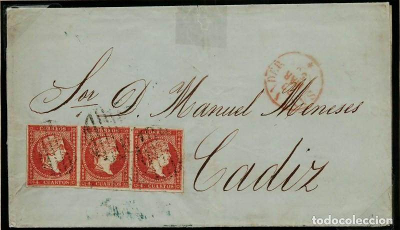 Sellos: FA2199. Emision 1-04-1855. Santander a Cadiz - Foto 1