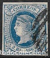 Sellos: 1864 Isabel II, EDIFIL n&ordm; 68 (o) - Foto 1