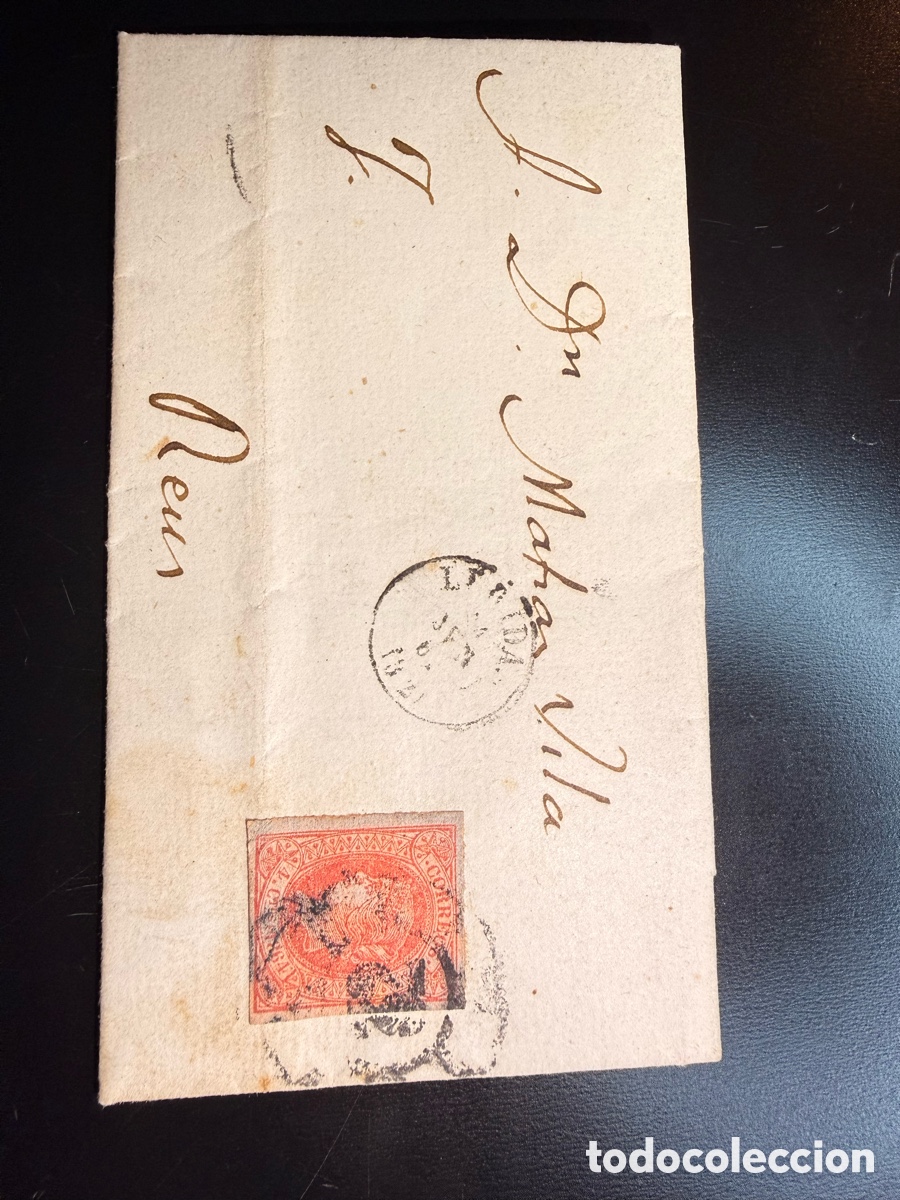 Sellos: Frontal L&eacute;rida a Reus Edifil 64 4 cuartos - Foto 1