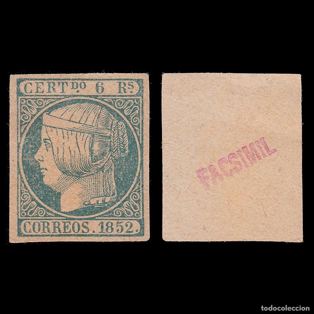 Sellos: ISABEL II 1852 6r. FACSIMIL. Edif. 16 - Foto 1