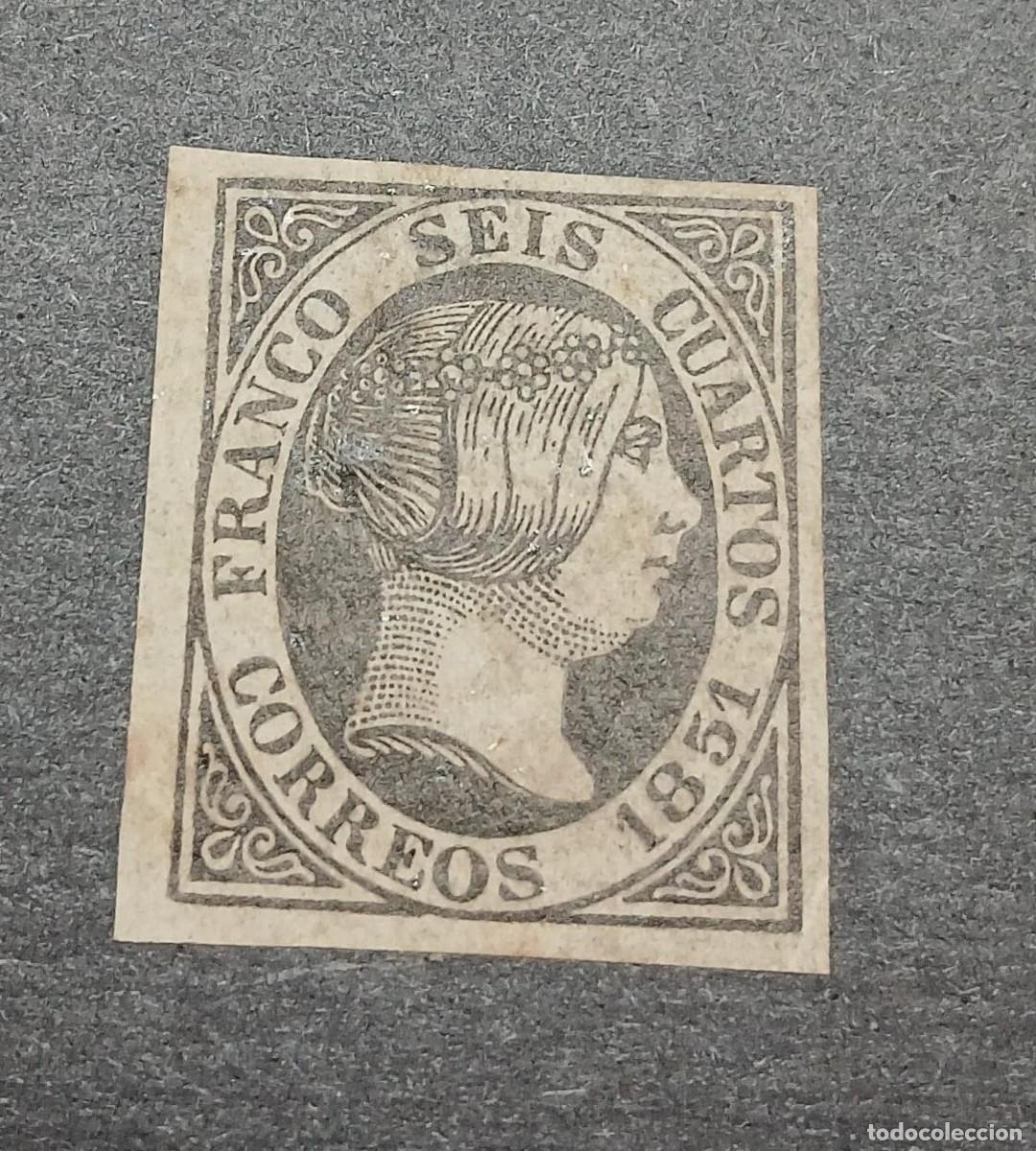Sellos: 6 cuartos espa&ntilde;a 1851 - Foto 1