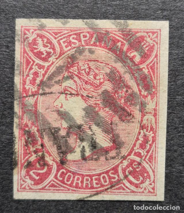 Sellos: Espa&ntilde;a 1865 - Isabel II, 2 cuartos (Edifil 69 &ordm;) - Foto 1