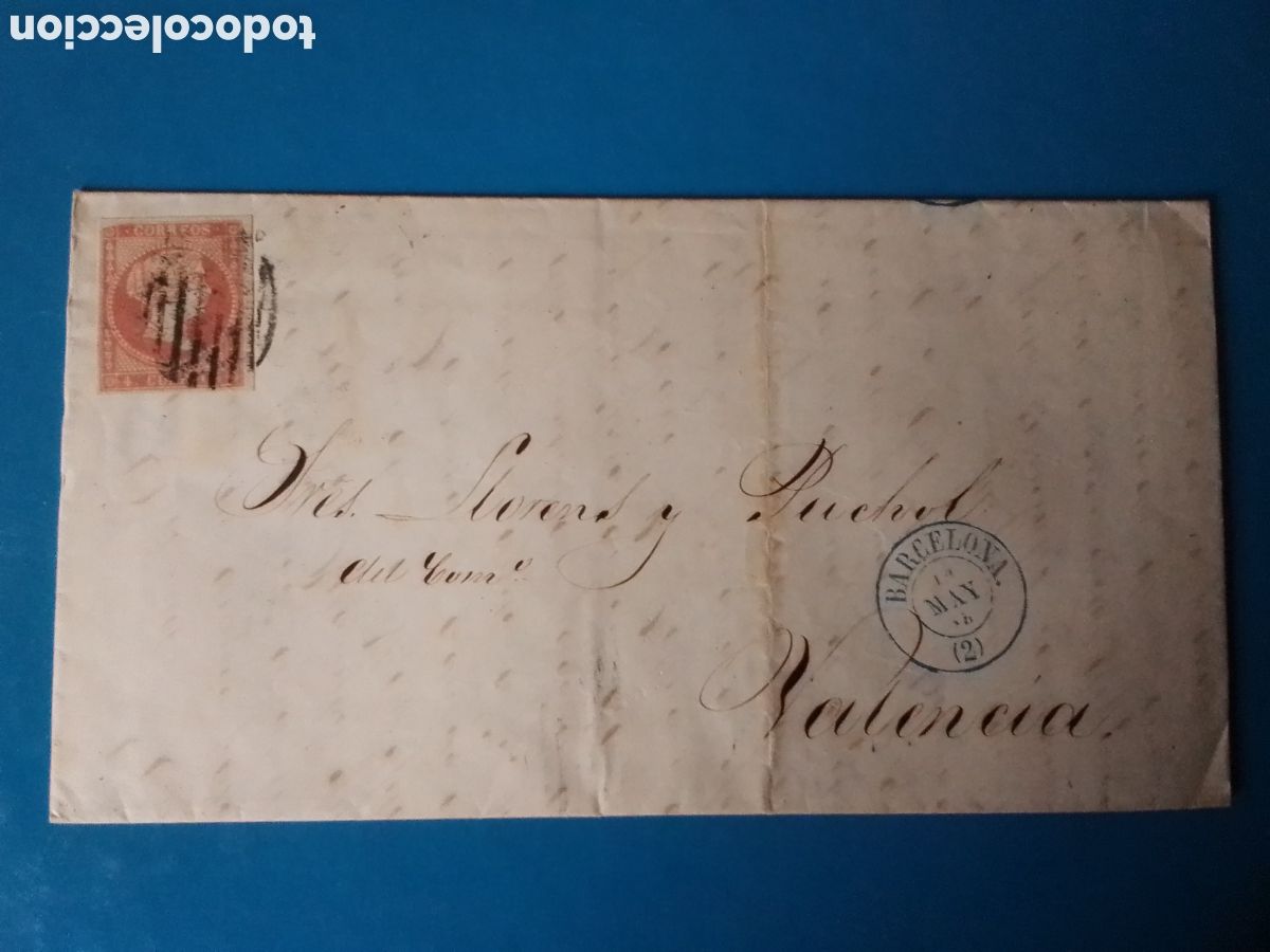 Sellos: Carta &rdquo;Barcelona-Valencia&rdquo; 1858 - Foto 1