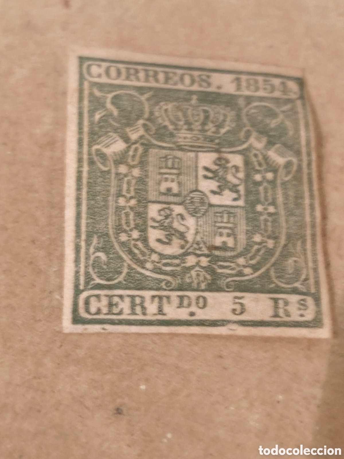 Sellos: Sello cl&aacute;sico de Espa&ntilde;a n 26 nuevo con goma** muy escaso 5 reales verde,ver im&aacute;genes