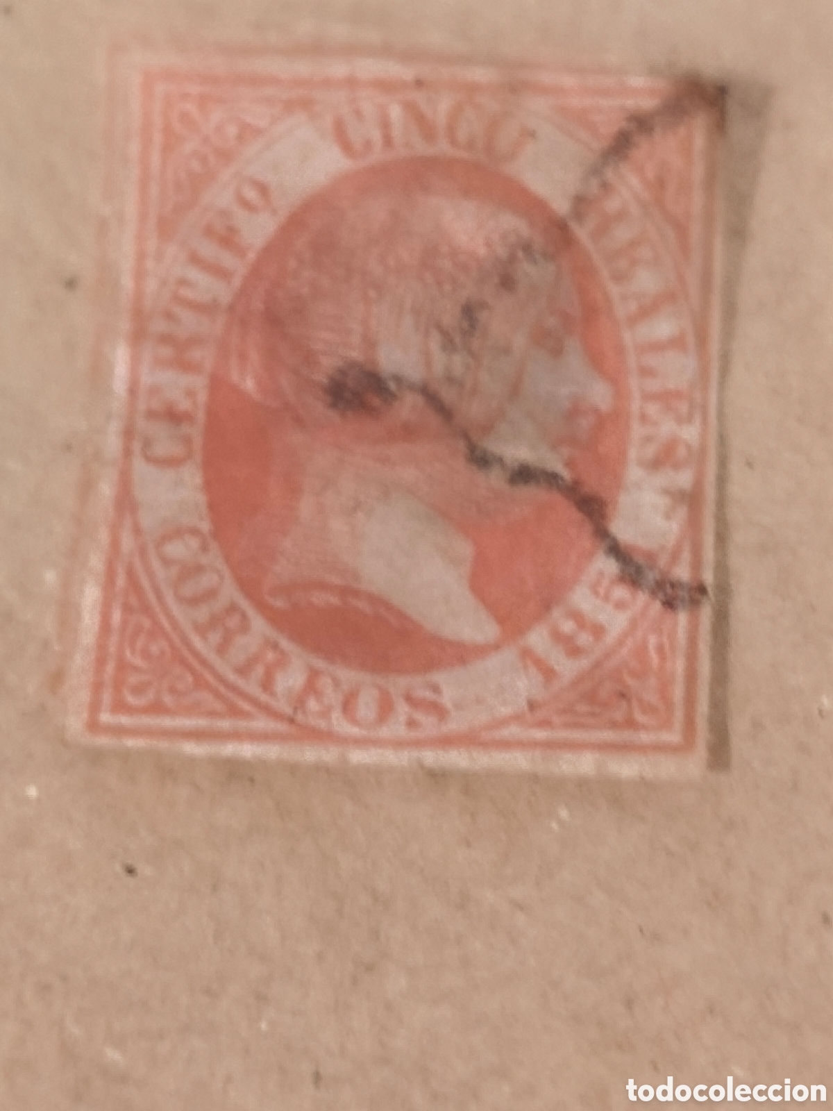 Sellos: Sello clasicobde Espa&ntilde;a n 9 muy escaso matasellos ara&ntilde;a negra ,5 reales rojo ver