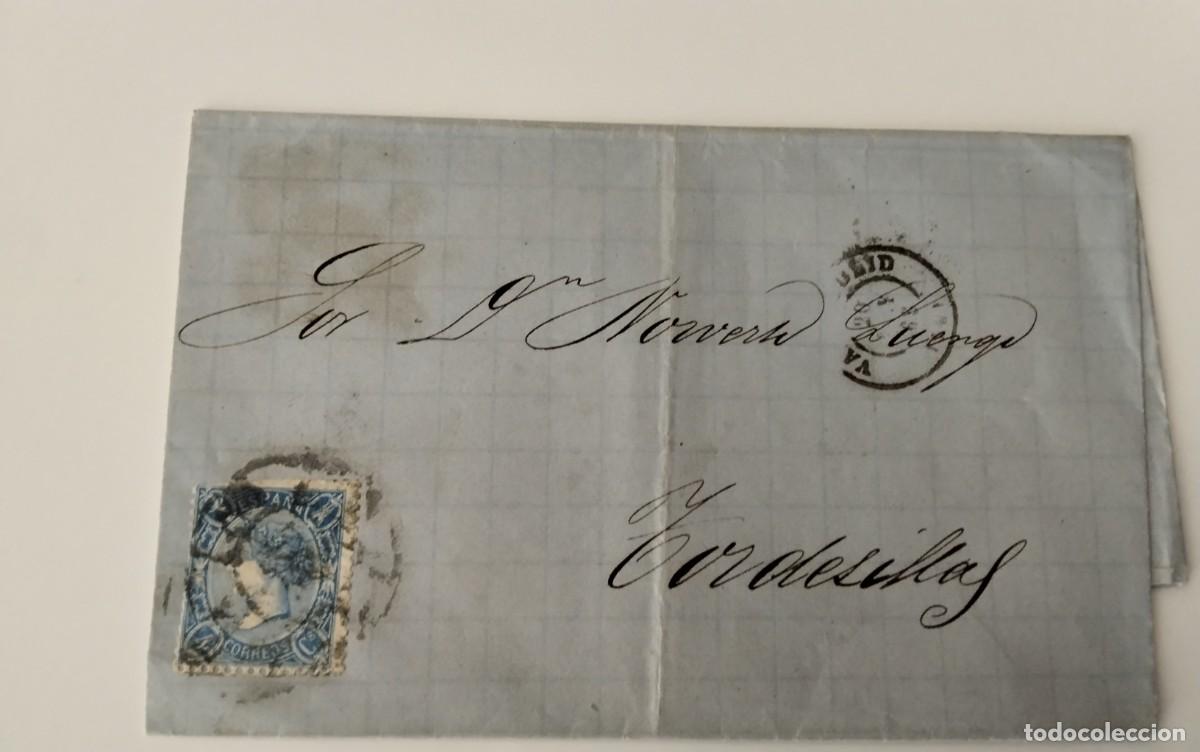 Sellos: VALLADOLID , ENVUELTA CIRCULADA A TORDESILLAS EN EL A&Ntilde;O 1865 , FECHADORES SELLO ISABEL 2&ordf;