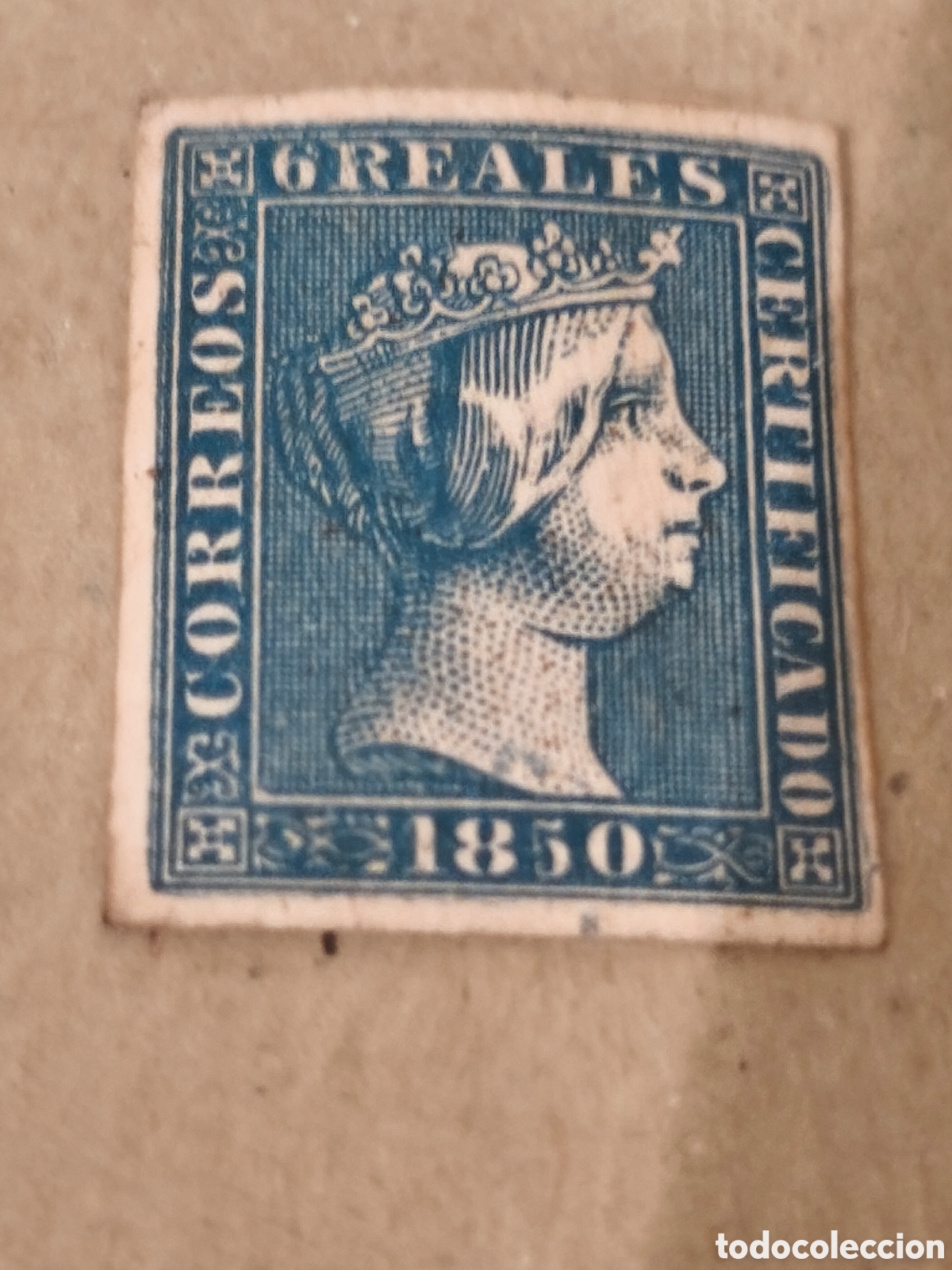 Sellos: Sello cl&aacute;sico de Espa&ntilde;a n 4 nuevo con su goma,** muy escasoj, 6;reales azul ver imagenes