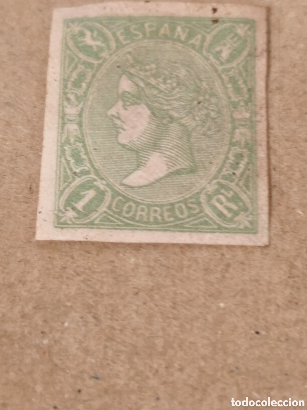 Sellos: Sello clasicobde Espa&ntilde;a n 72 nuevo con goma** muybescasoj,1 real verde clarito ver im&aacute;genes