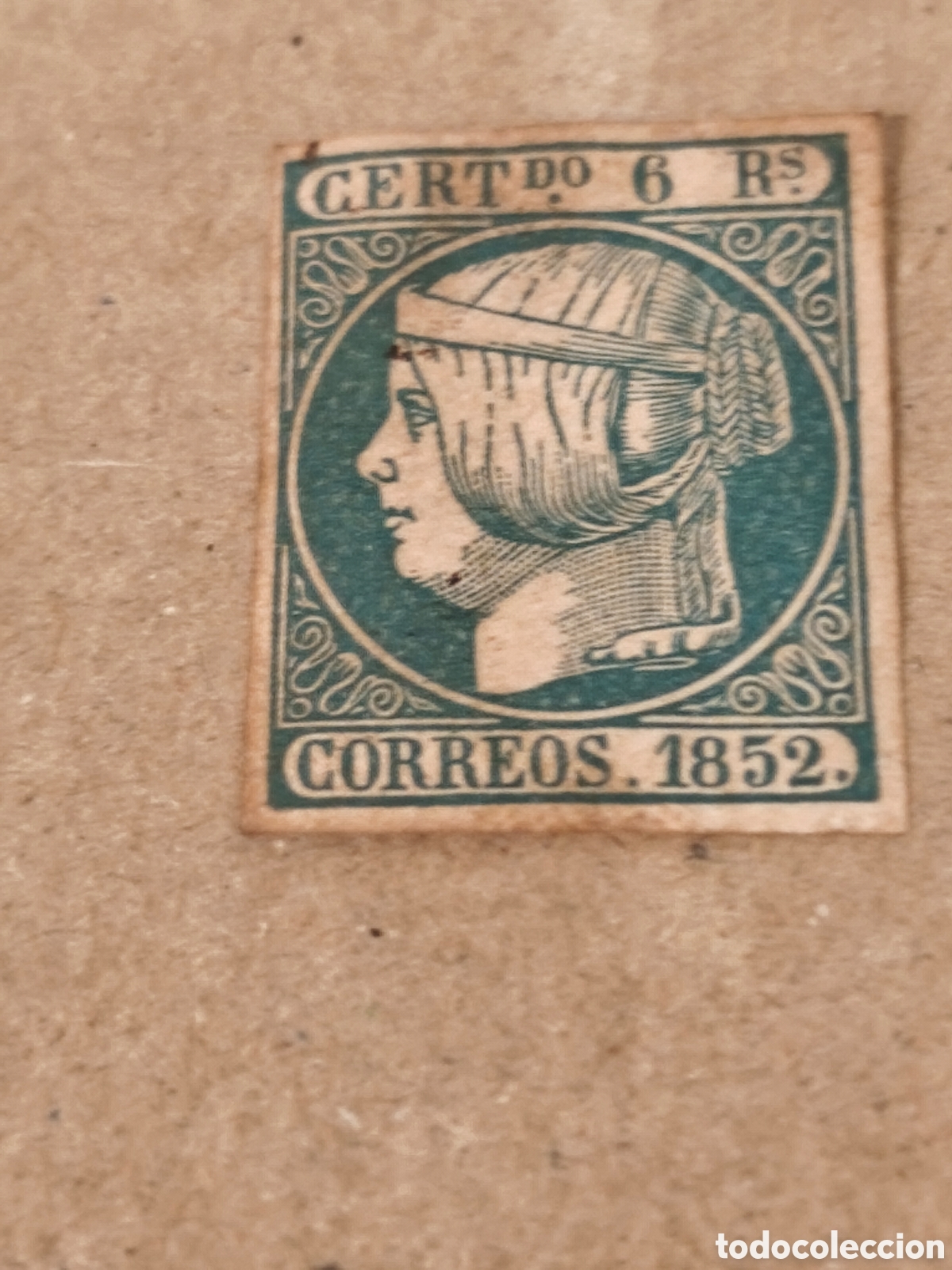 Sellos: Sello cl&aacute;sico de Espa&ntilde;a n 16 nuevo con goma** muy escaso 6;reales azul verdoso ver