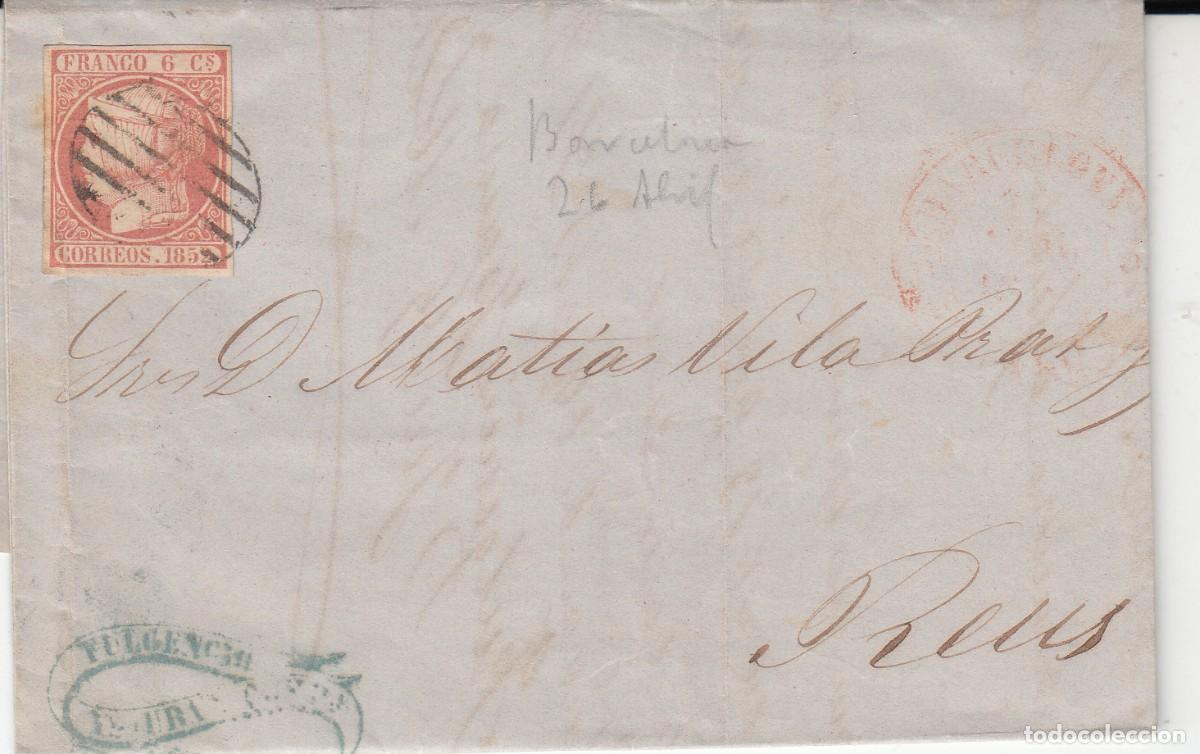 Sellos: 1852 - ISABEL II - CARTA COMPLETA DE BARCELONA DESTINO REUS CON MATASELLOS DE PARRILLA