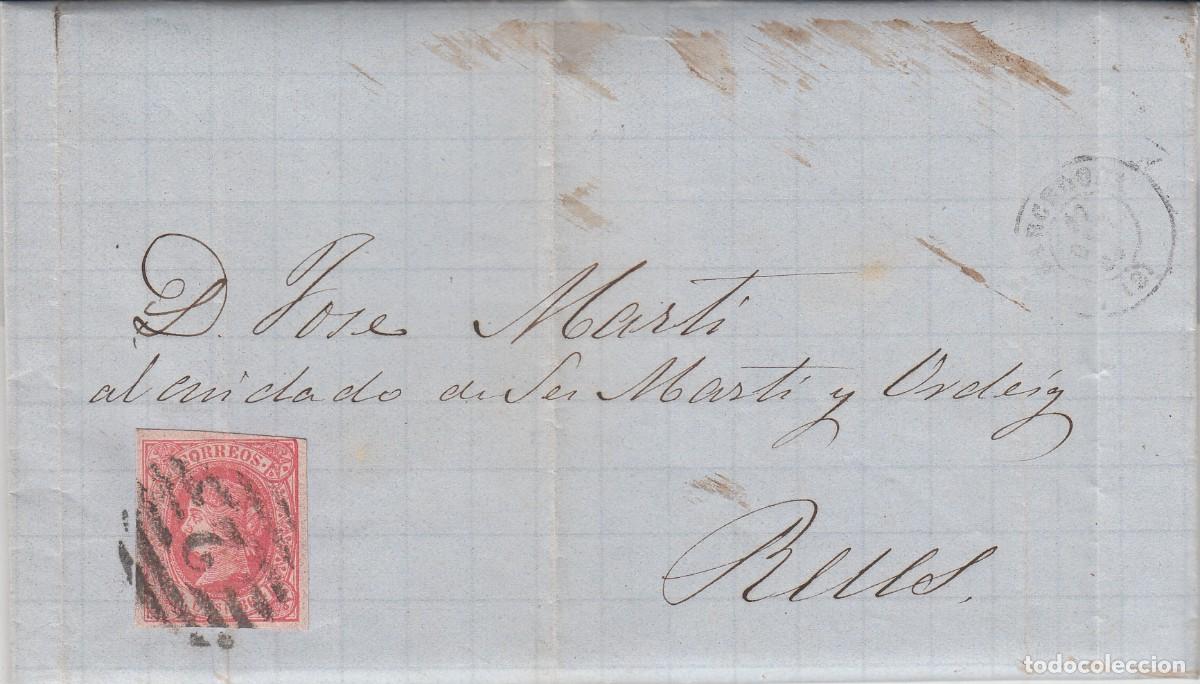 Sellos: 1864 - NUM. 64 CARTA COMPLETA DE VICTOR MALG&Aacute; EN BARCELONA A REUS - PARRILLA CON CIFRA Y FECHADOR