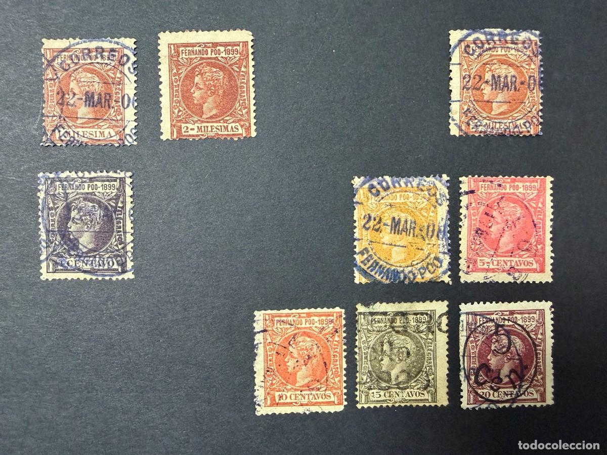 Sellos: FERNANDO POO, 1899. EDIFIL 50, 51, 54, 55, 58, 59, 63 Y 64. REY ALFONSO XIII. USADOS
