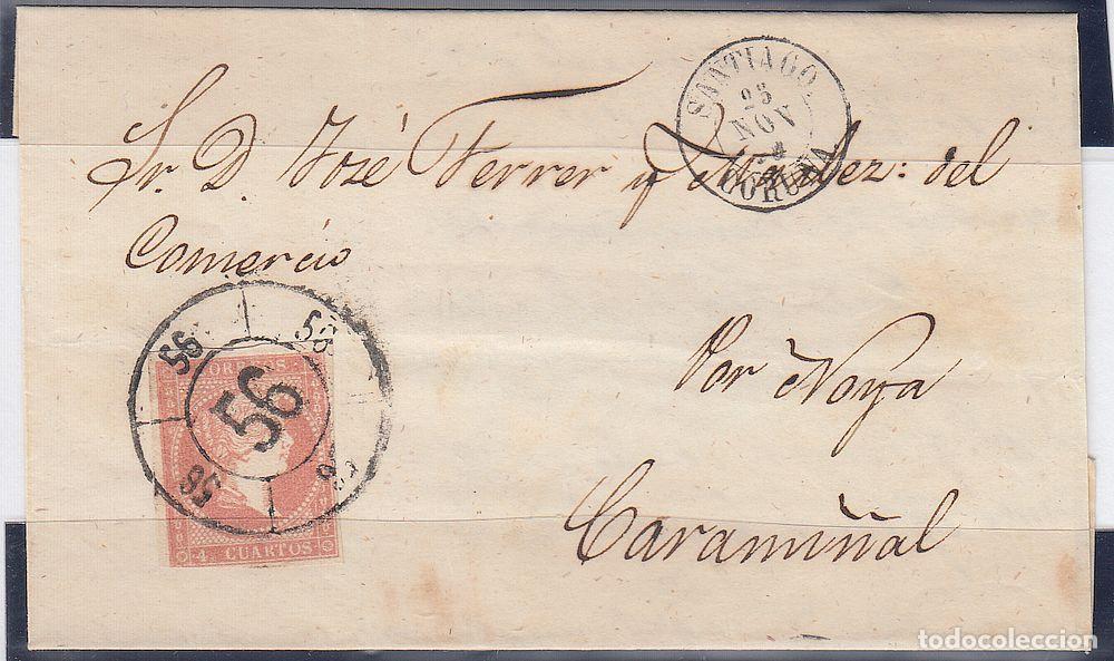 Sellos: EDIFIL N&ordm; 48-RUEDA DE CARRETA N&ordm; 56-SANTIAGO-