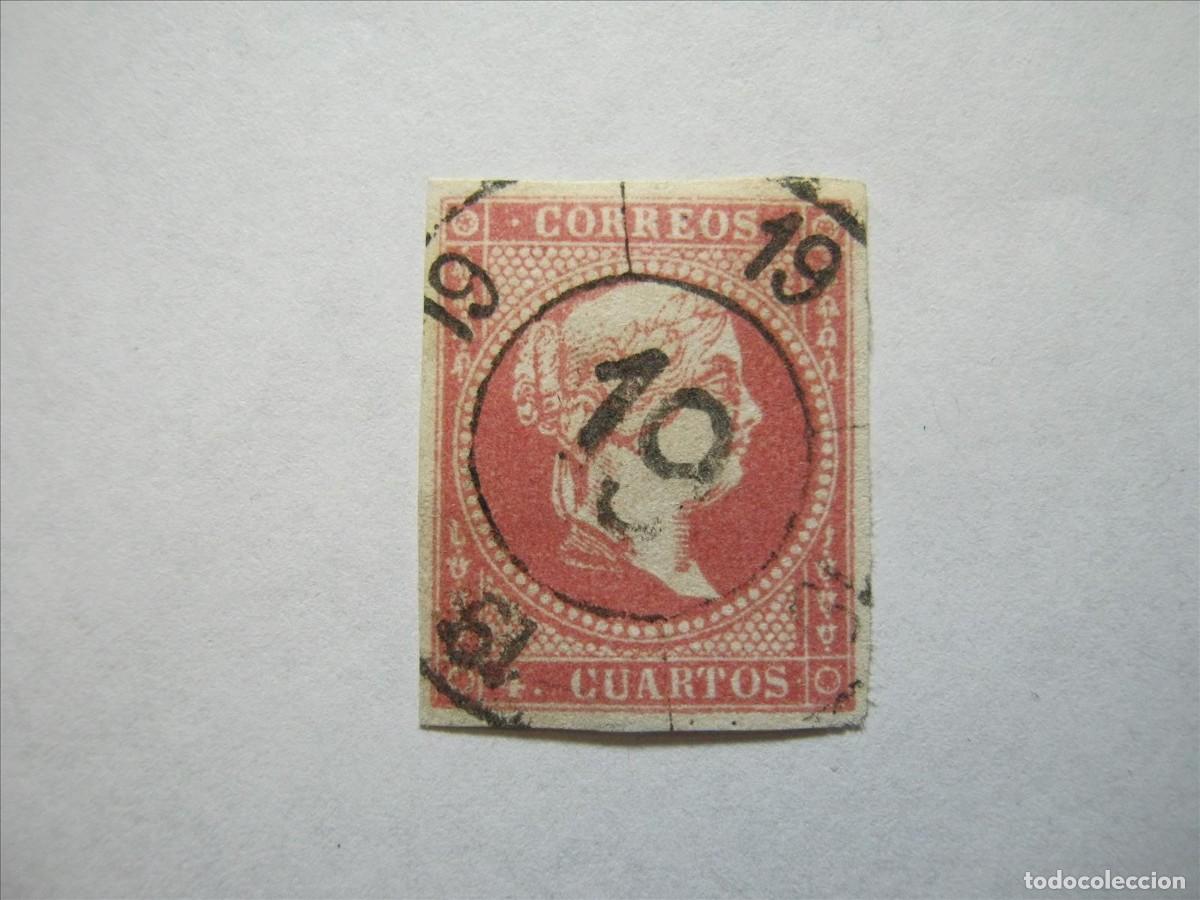 Sellos: ISABEL II EDIFIL 48 RUEDA CARRETA 19 BADAJOZ USADO PERFECTO.
