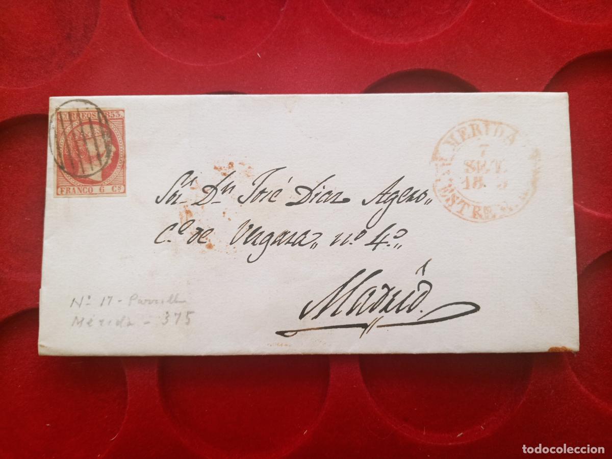 Timbres: CARTA ENTERA MERIDA, BADAJOZ Jos&eacute; D&iacute;az Agero y Gonz&aacute;lez, Diputado a Cortes, Caballero de Montesa
