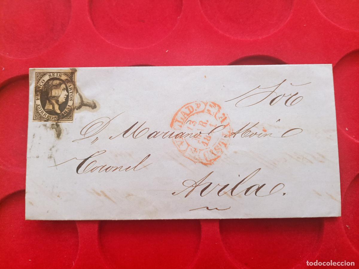 Timbres: CARTA ENTERA VALLADOLID A AVILA 6 CUARTOS NEGRO 1851