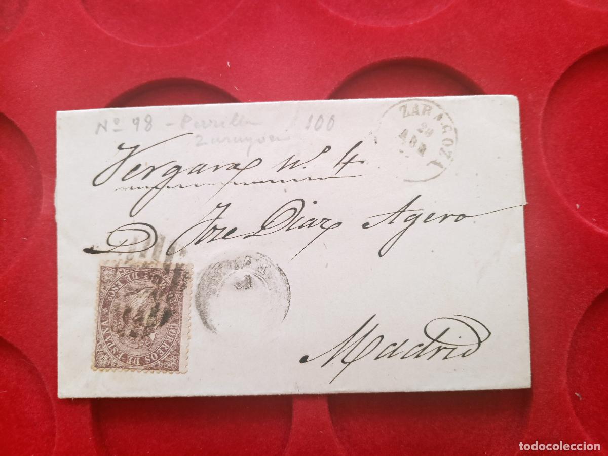 Sellos: ENVUELTA, EDIFIL 98, ZARAGOZA A MADRID