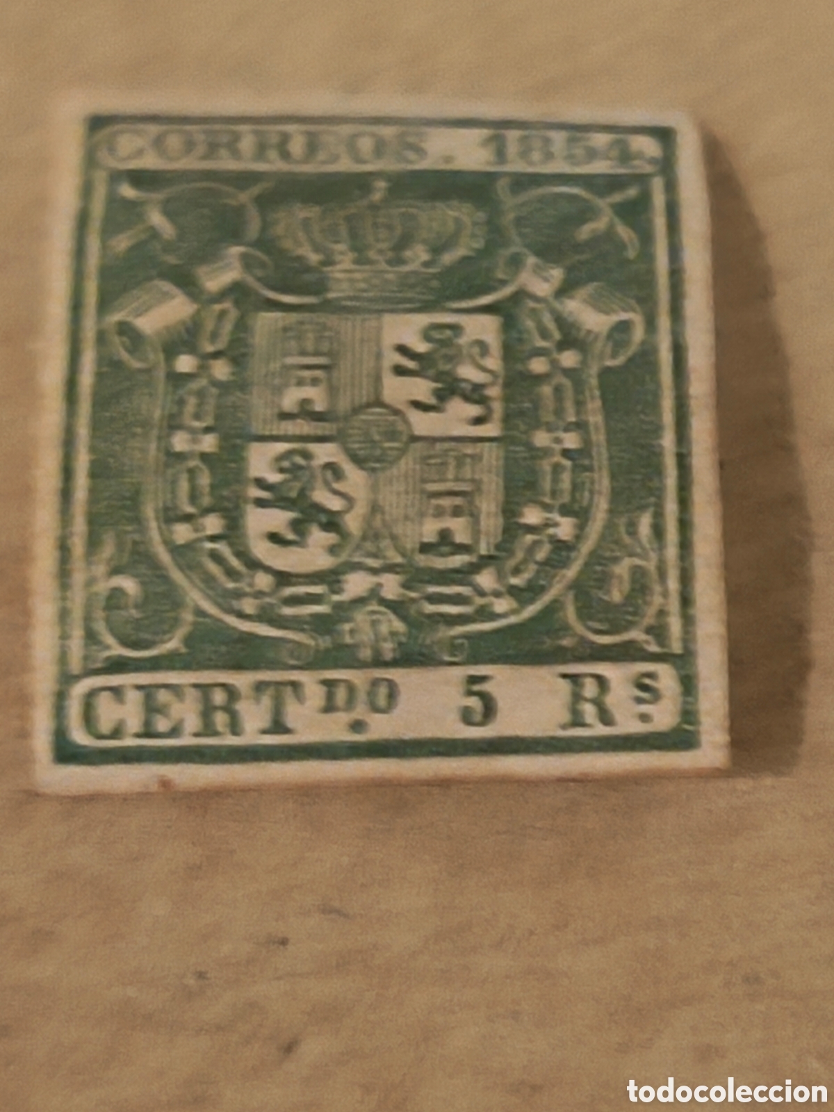 Sellos: Sello cl&aacute;sico de Espa&ntilde;a n 26 nuevo con goma** 5;,reales verde papel fino ver im&aacute;genes