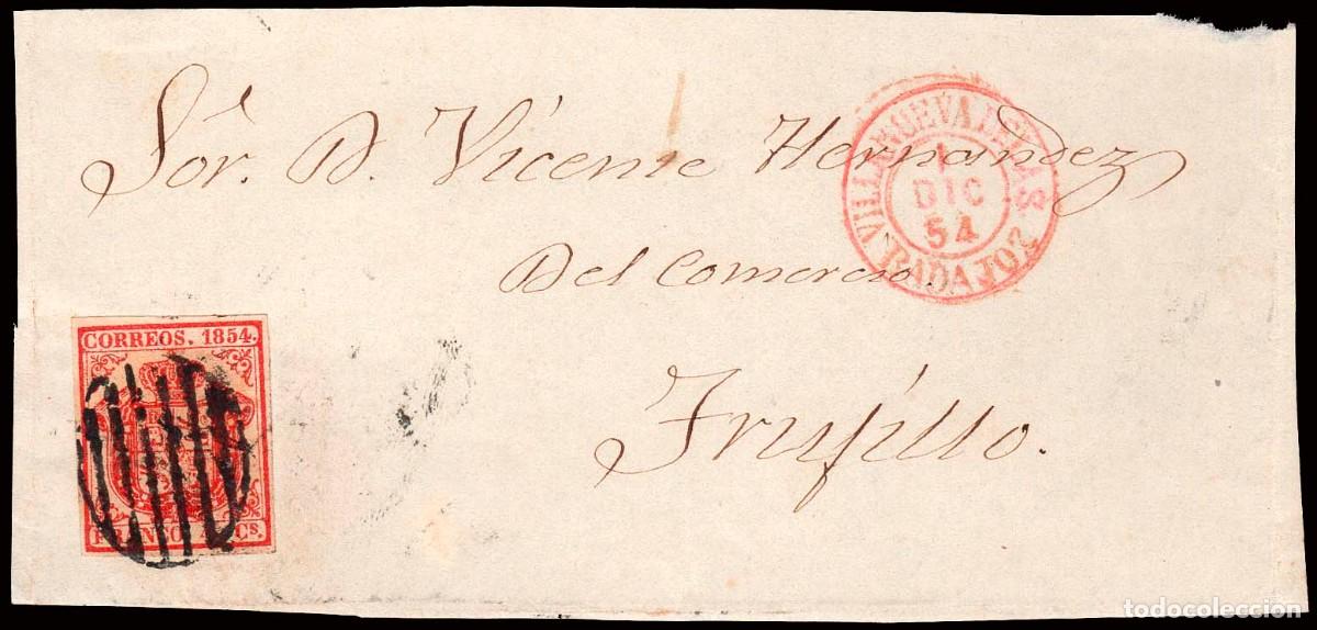 Sellos: Badajoz - Edi o 33 - Frontal Mat Parrilla + Fech. Tp. I rojo &rdquo;Villanueva S.&rdquo; en frontal