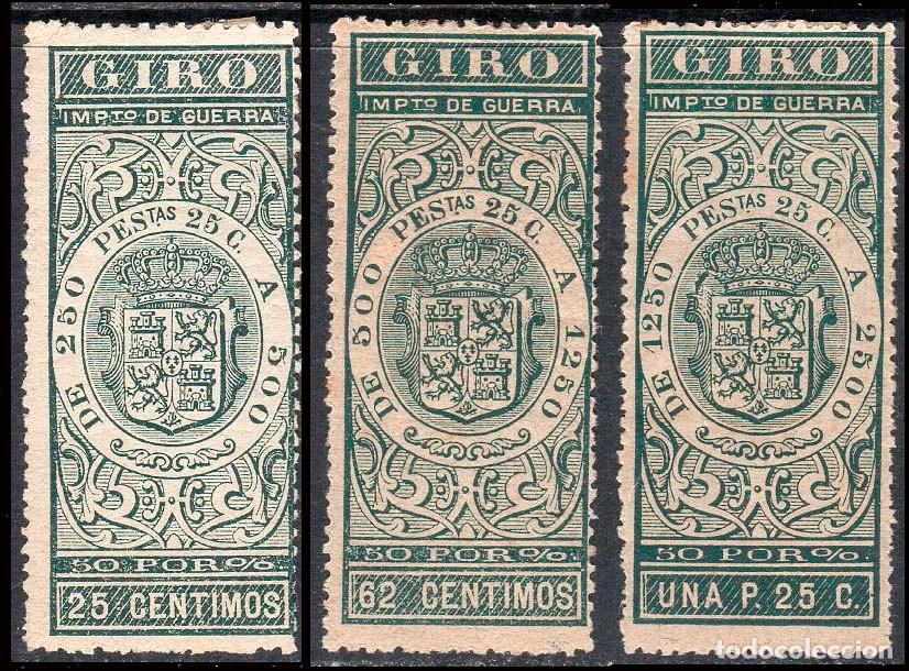 Sellos: Espa&ntilde;a - Fiscales - Sellos para Giros - Alemany (*) 92+93+94 - 1876