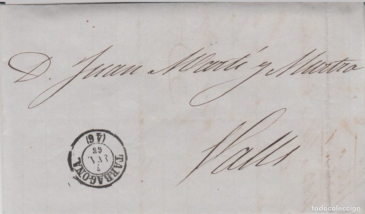Sellos: 1865 - CARTA DE TARRAGONA DESTINO REUS