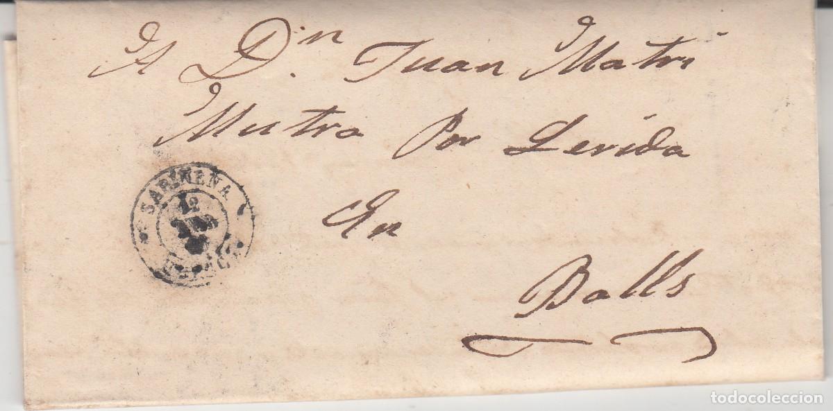 Sellos: 1866 - CARTA DE JOAQUIN ESCARTIN EN SARI&Ntilde;ENA DESTINO VALLS