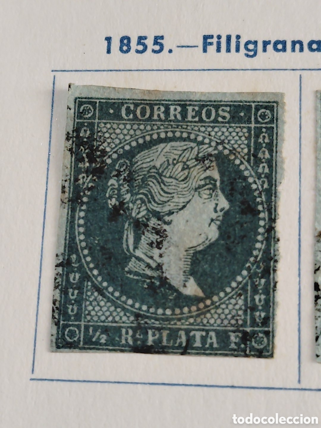 Sellos: Isabel II. Antillas espa&ntilde;olas 1855. Filigrana lazos. N 1