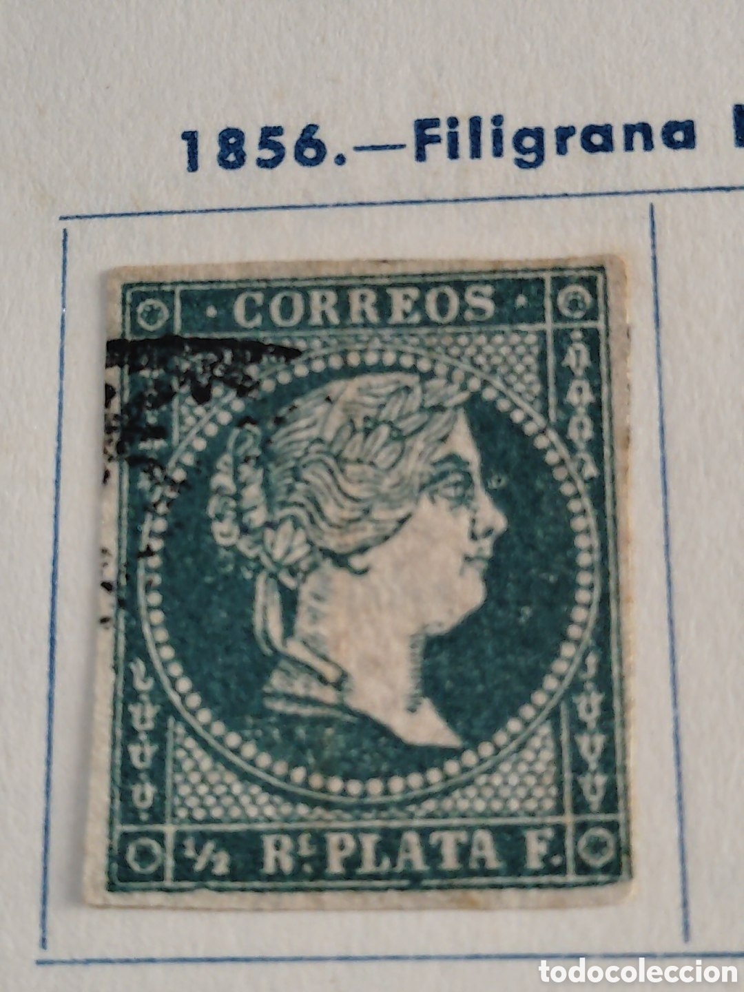 Sellos: Isabel II. Antillas Espa&ntilde;olas. 1856. Filigranas l&iacute;neas cruzadas. N 5
