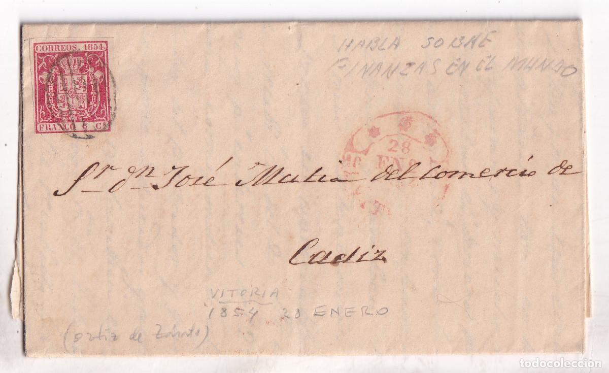Sellos: CARTA ENTERA. VITORIA. 1854. A C&Aacute;DIZ. INTERESANTE. CUESTI&Oacute;N ORIENTE Y RUSIA
