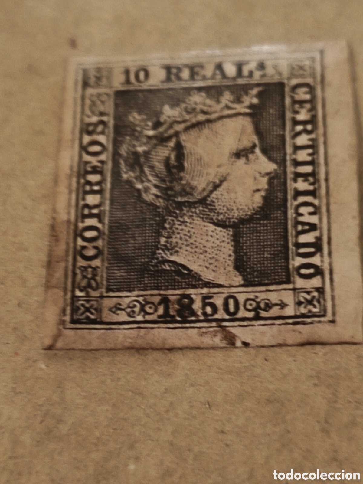 Sellos: Sello cl&aacute;sico de Espa&ntilde;a n 5A variedad de color 10 reales negro ,en vez de verde ,ver,nuevo con goma
