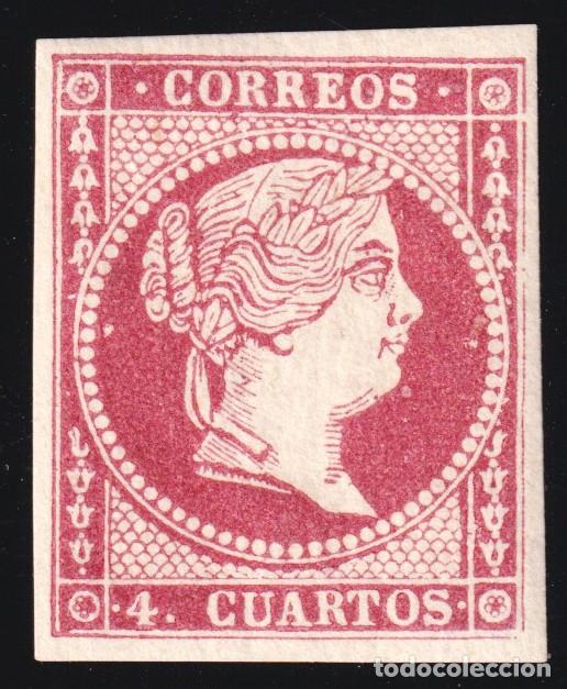 Sellos: ESPA&Ntilde;A - ISABEL II - * 48 B TIPO III - A&Ntilde;O 1855 - LUJO