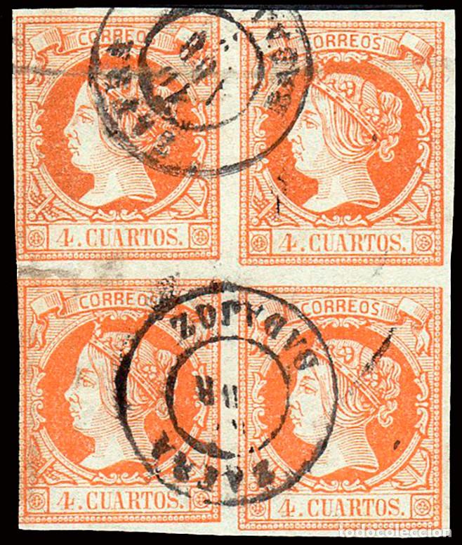 Sellos: Badajoz - Edi o 52 Bl. 4 - 4 cuartos - Mat Fech. Tp. II &rdquo;Zafra&rdquo;