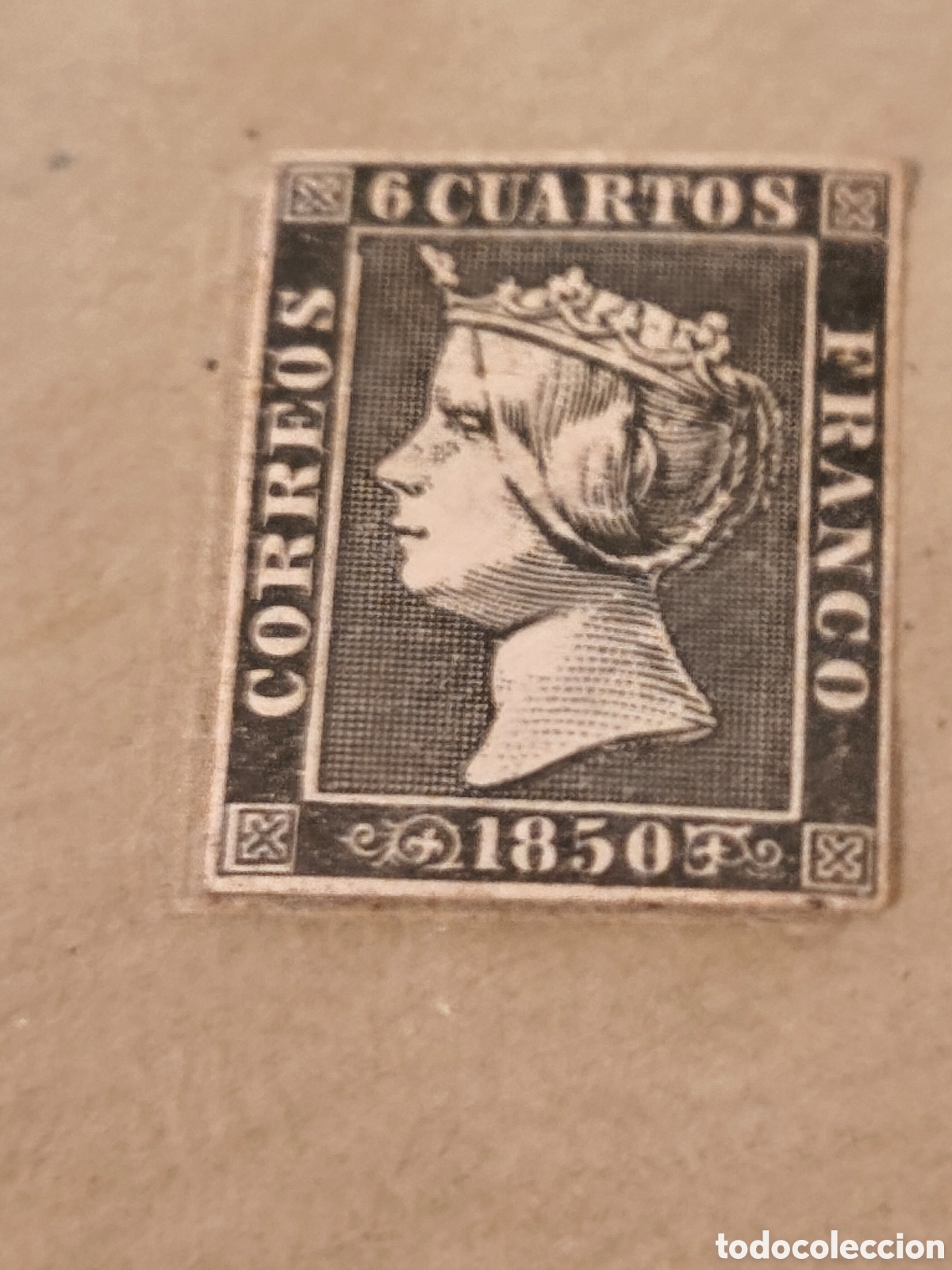 Sellos: Sello cl&aacute;sico de Espa&ntilde;a n 01 nuevo con goma** muy escaso,6 cuartos no negro ver imsgenes