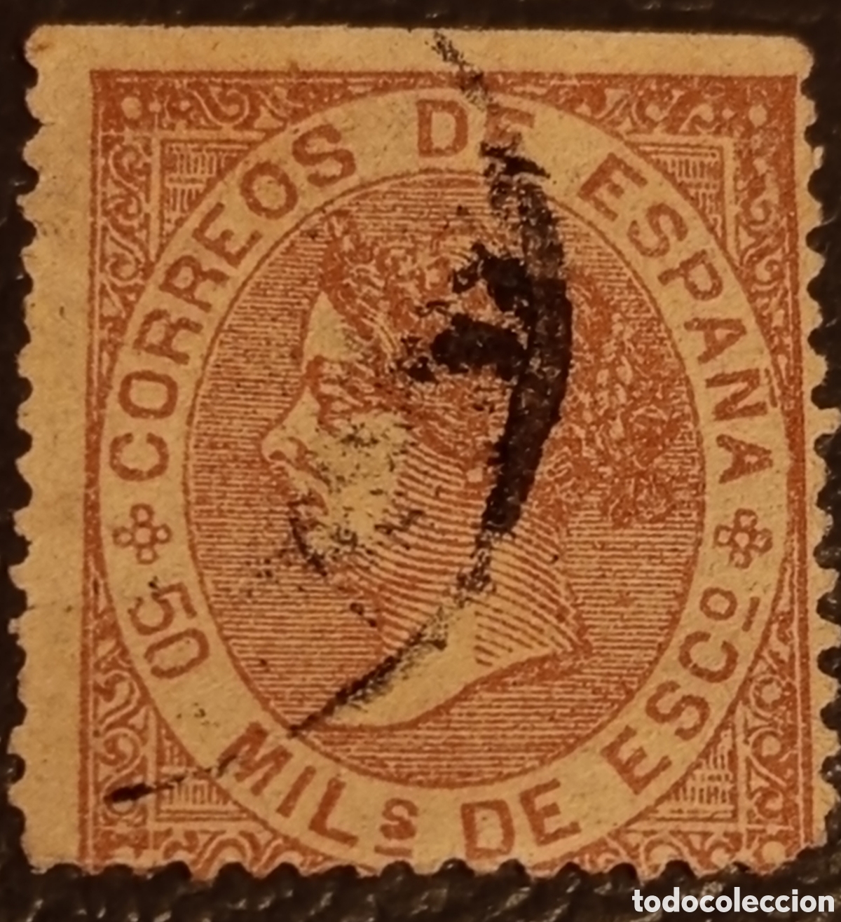 Sellos: Sello Espa&ntilde;a 1867 - Isabel II - 50 Mil&eacute;simas de Escudo - Edifil 96 Usado