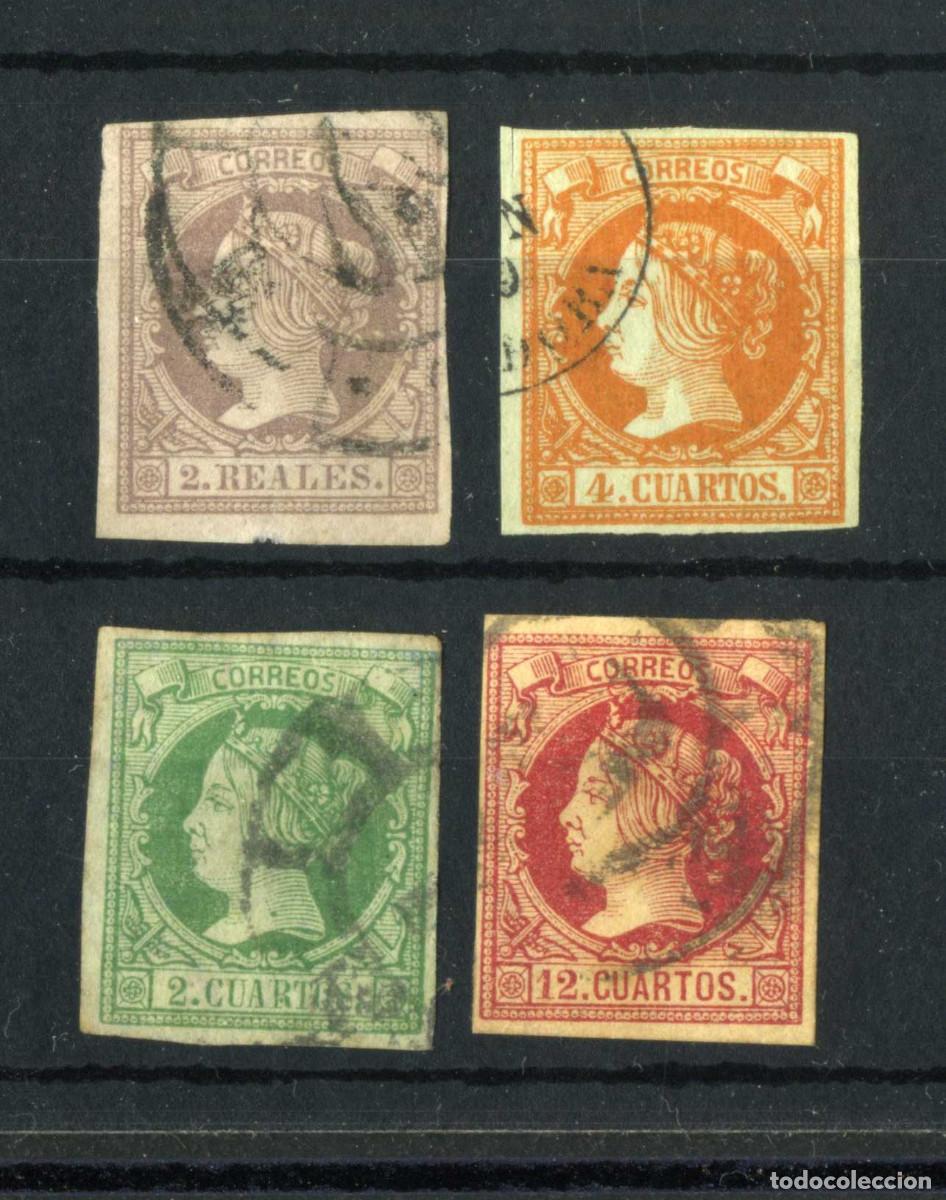 Sellos: XS- ISABEL II 1860 Lote 4 valores Escasos: 2, 4 y 12 cuartos y 2 reales