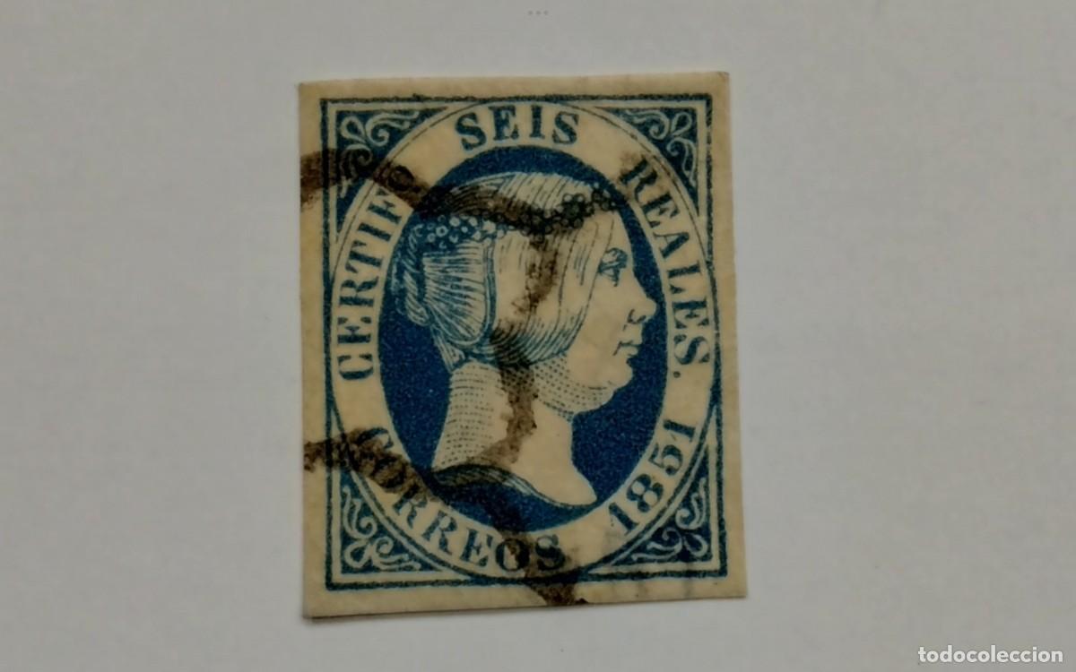 Francobolli: ESPA&Ntilde;A - 1850 - ISABEL II - EDIFIL 10 - LUJO - MATASELLOS ARA&Ntilde;A NEGRA