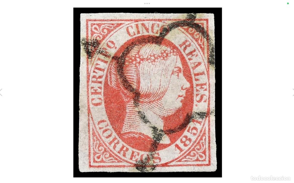 Sellos: ESPA&Ntilde;A - 1851 - ISABEL II - EDIFIL 9 - LUJO - GRANDES MARGENES - COLOR VIVO Y FRESCO