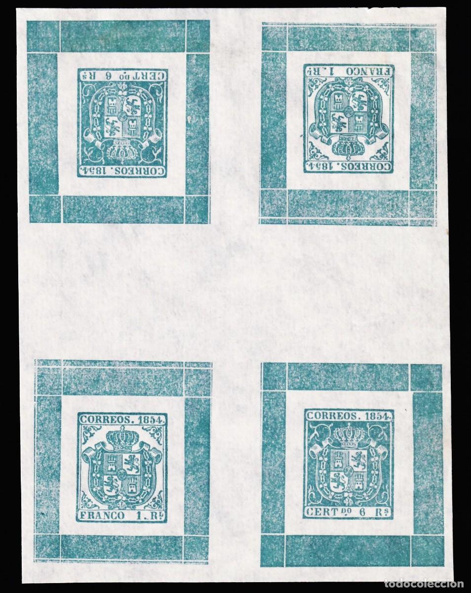 Briefmarken: ESPA&Ntilde;A, 1854 EDIFIL N&ordm; 27, 34, [Ensayo de las Planchas,]