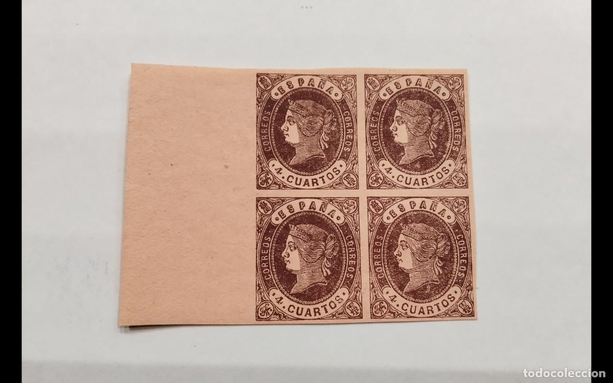Sellos: ESPA&Ntilde;A - 1862 - EDIFIL 58A - TIPO II - LUJO - B-4 -BORDE HOJA - MNH** - NUEVO