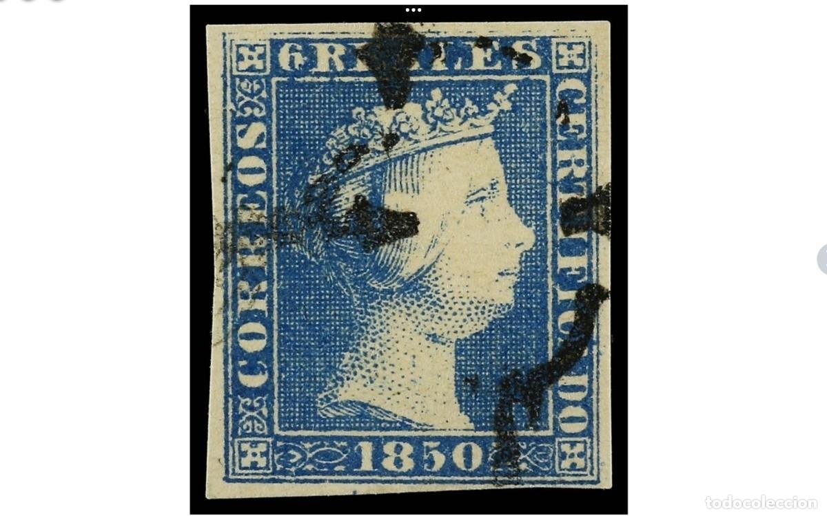Stamps: ESPA&Ntilde;A - 1850 - ISABEL II - EDIFIL 4 - MARGENES COMPLETOS - PAPEL GRUESO