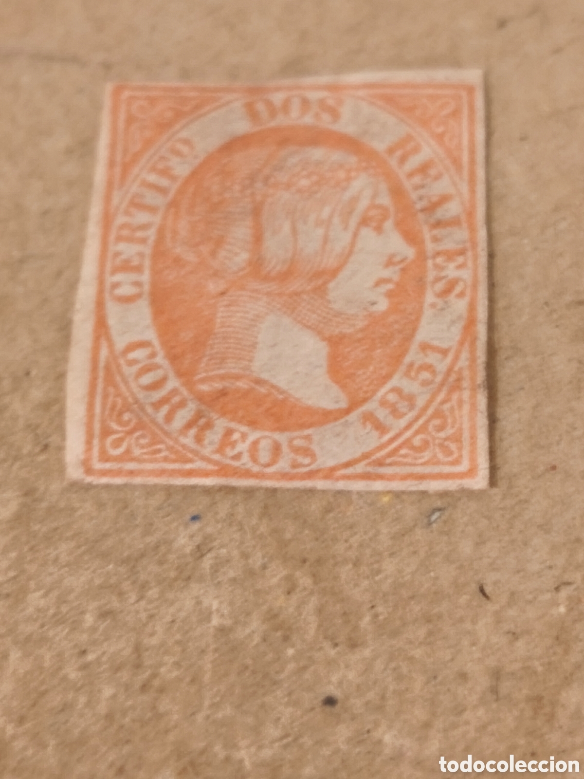 Timbres: Sello cl&aacute;sico de Espa&ntilde;a n 8 nuevo con goma** papel fino ,2 reales rojo ,ver