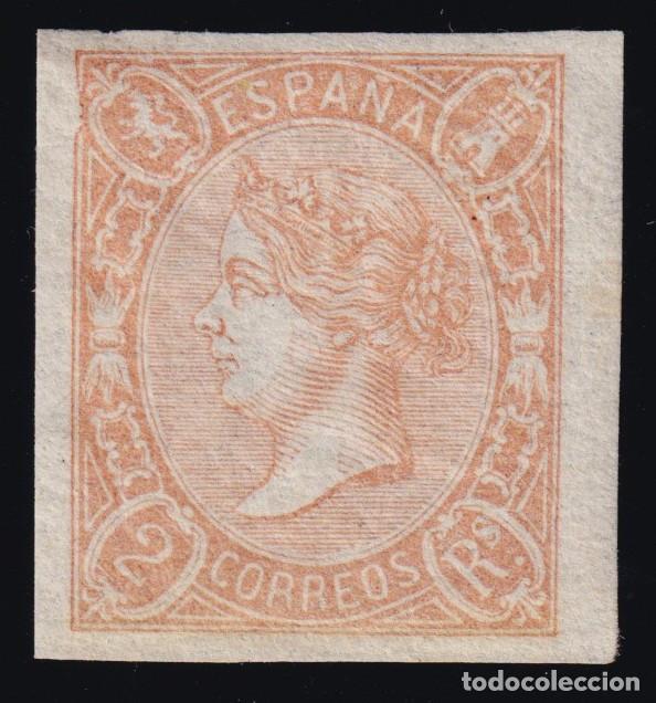 Sellos: ESPA&Ntilde;A ISABEL II * 73A SALMON - A&Ntilde;O 1865 - CERTIFICADO GRAUS - MH - LUJO