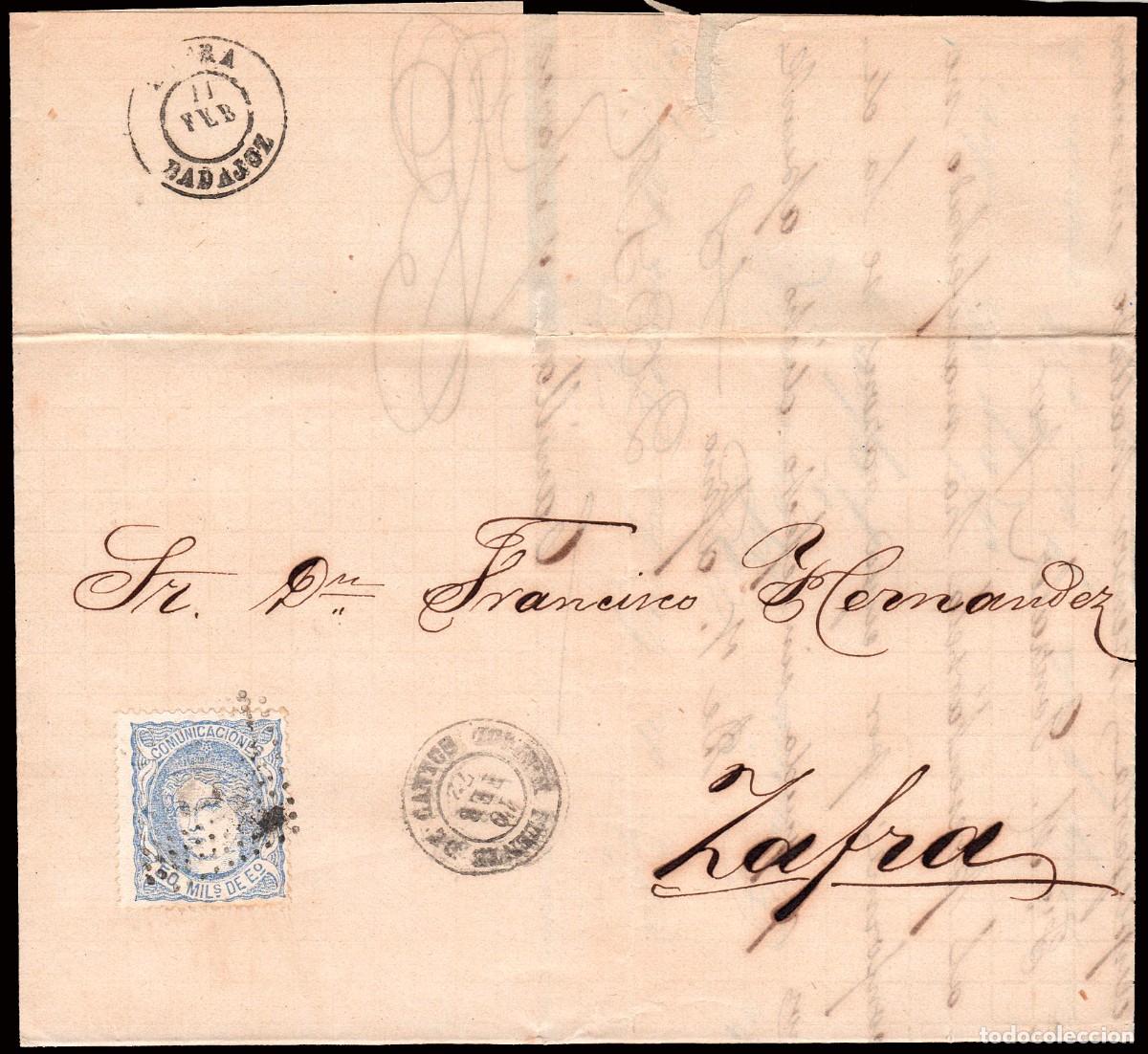 Sellos: Badajoz - Edi o 107 - Carta Mat Rombo Puntos + Mat Fech. Tp. II &rdquo;Fuente de Cantos&rdquo;